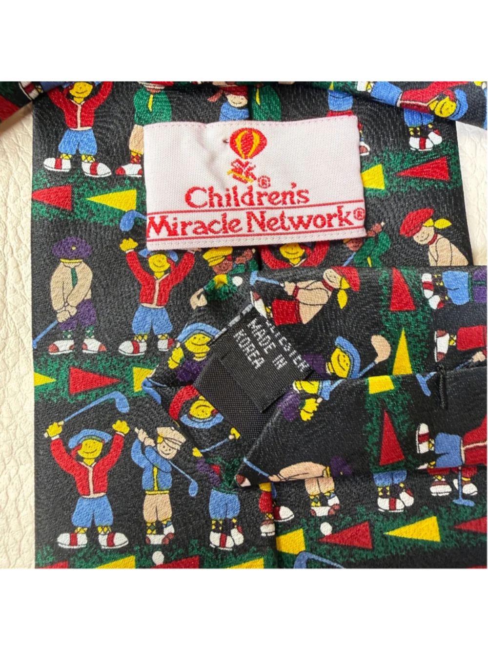 Childrens Miracle Network Golf Tie Cartoon Golfer Novelty Mens Necktie